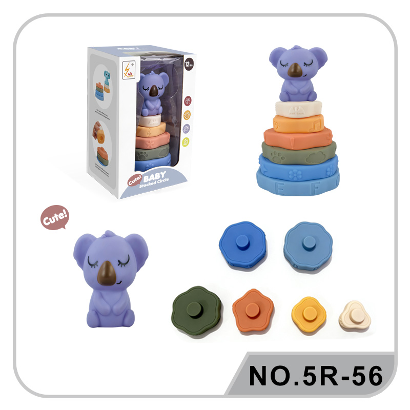 Anillos apilables de silicona suave para bebés, juguetes educativos de plástico para la primera infancia, aprendizaje temprano, cognición del color, motricidad fina, sensorial, Montessori, para niños
