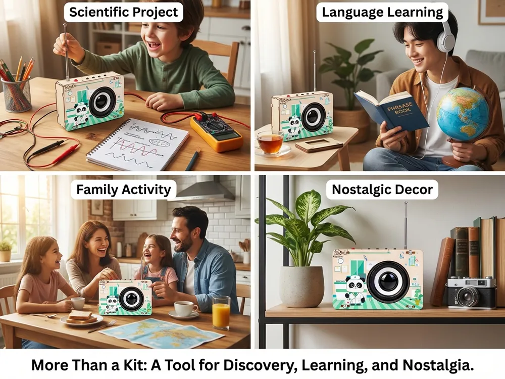 Kit de receptor de radio STEM de bricolaje, juguete educativo de madera para niños y niñas