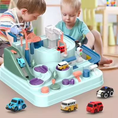 Conjunto de juguete de pista de carreras educativa interactiva con coches en miniatura