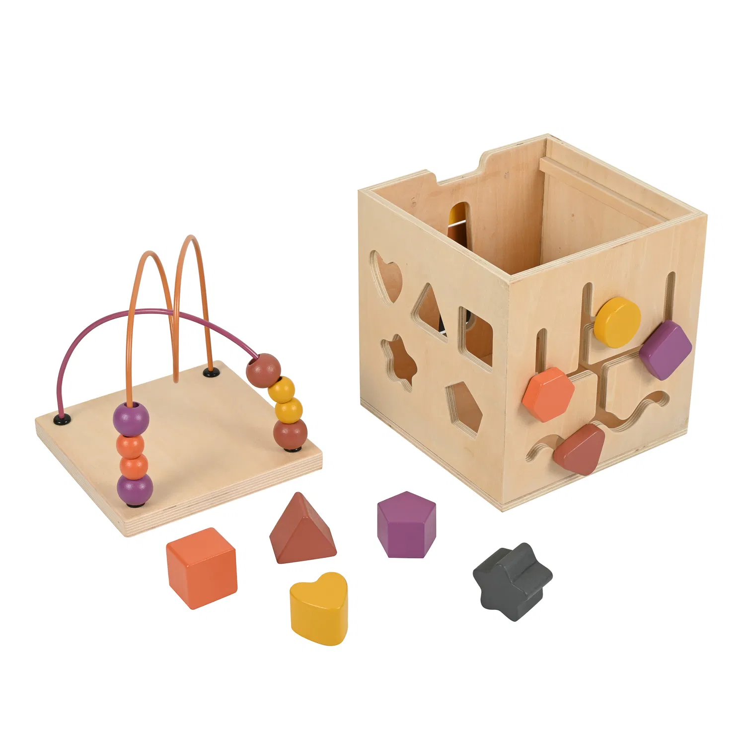 Cubos de actividad multifuncionales de madera Montessori educativos al por mayor para bebés, niños y niñas, juguetes de rompecabezas de bricolaje