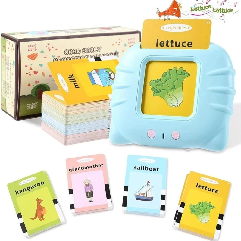 Juguetes para bebés, tarjeta de educación Montessori temprana, juguete de juego de idiomas en inglés y español, dispositivo pedagógico de aprendizaje de palabras, regalo de Navidad, juguetes para niños
