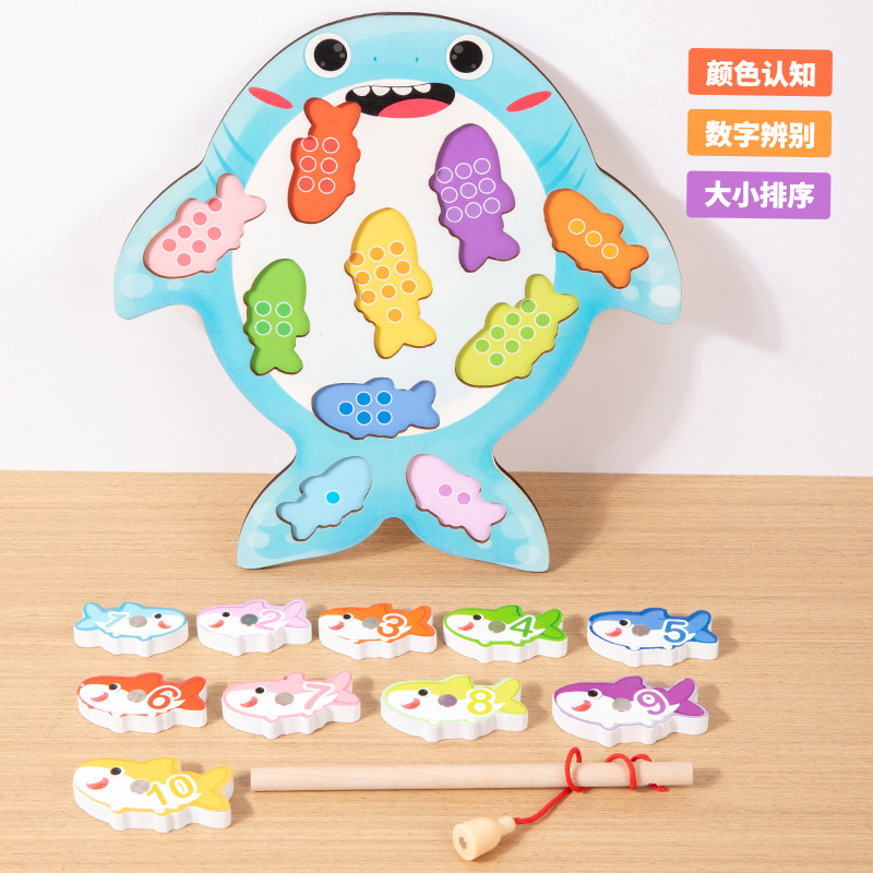 Juego de Pesca de Cartón de Madera Set Juguete Educativo Montessori