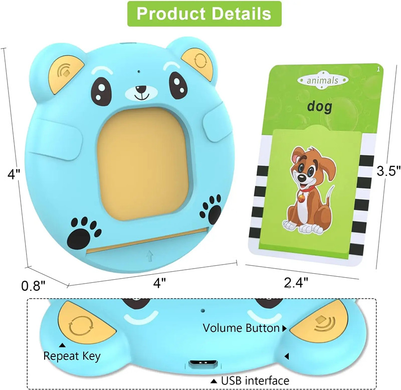 Lector de tarjetas de flash bilingües para niños, máquina educativa temprana de aprendizaje de idiomas, juguete interactivo de tarjetas para niños pequeños, máquina de tarjetas para preescolar sin pantalla