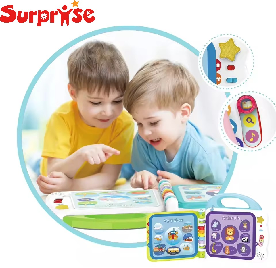 Juguetes Sensoriales para Niños 2-4 Años Libro Electrónico de Lectura en Inglés con Bluetooth, Iluminación, Música, Máquina de Aprendizaje