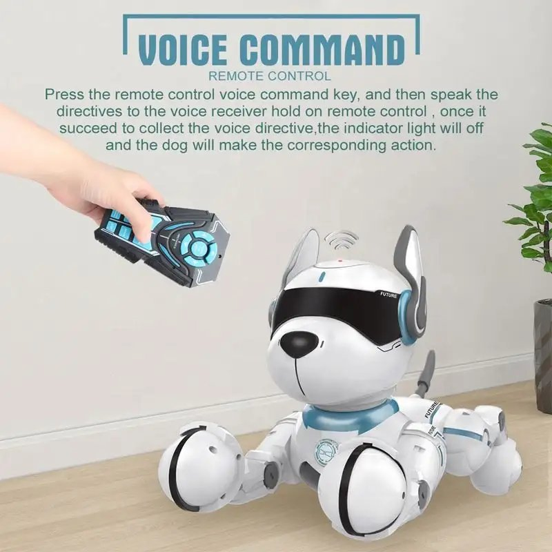 Perro robot inteligente educativo control remoto de acrobacias para niños, perro bailarín electrónico, juguete inteligente de IA para niños