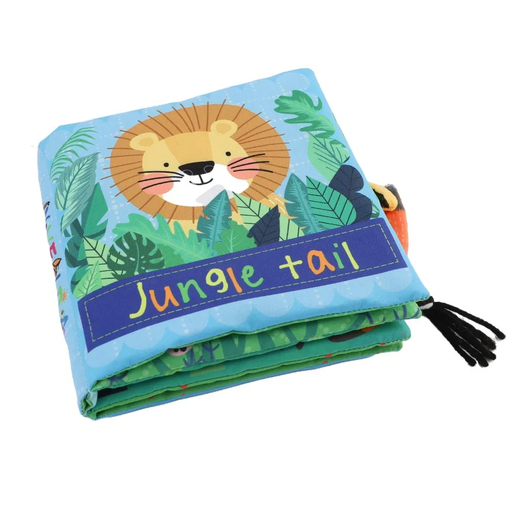 Libros de tela para bebés 8PCS Juguetes educativos de aprendizaje temprano con colas de animales, libros de desarrollo de tela suaves