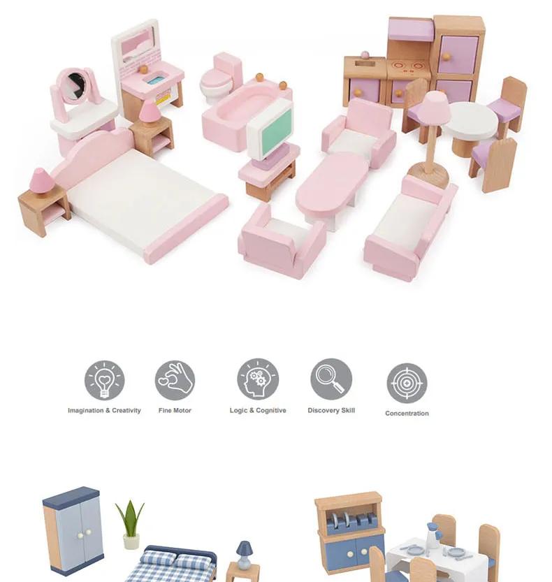 Muebles de casa de muñecas de madera 3
