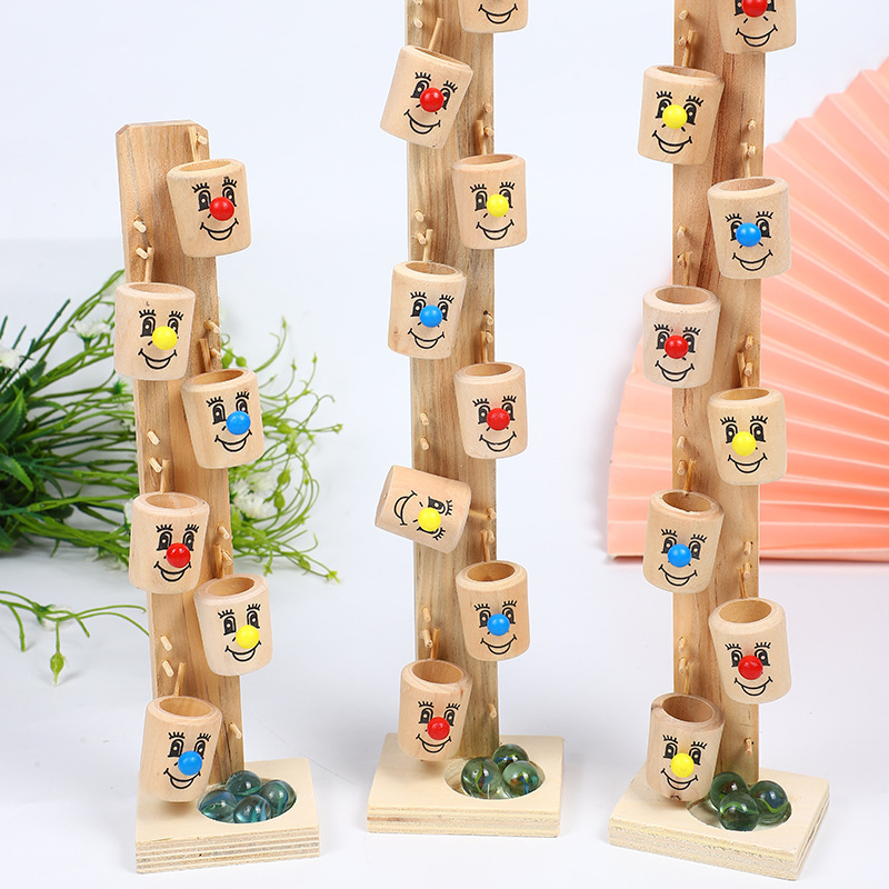 Juguetes interactivos de madera para bebés; juguetes educativos para niños, mesa invertida de mármol de payaso