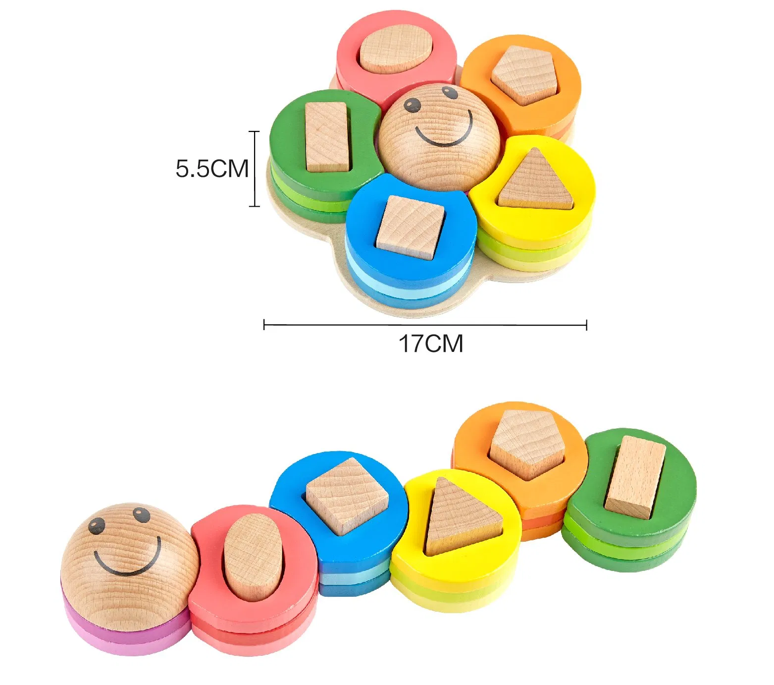 Juguete de Madera Educativo Juguetes de Aprendizaje Montessori 3D Rompecabezas de Madera, Puzzle de Oruga Flor DIY