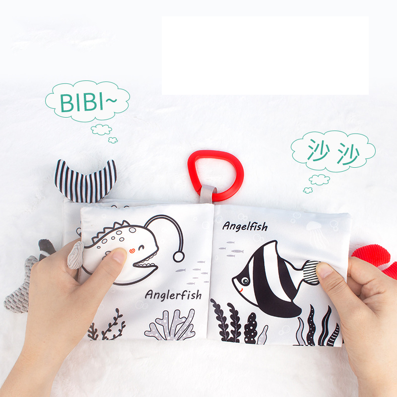 Libros de tela de animales de peluche crujientes para bebés con tacto suave, juguetes educativos interactivos para el desarrollo temprano con sonido