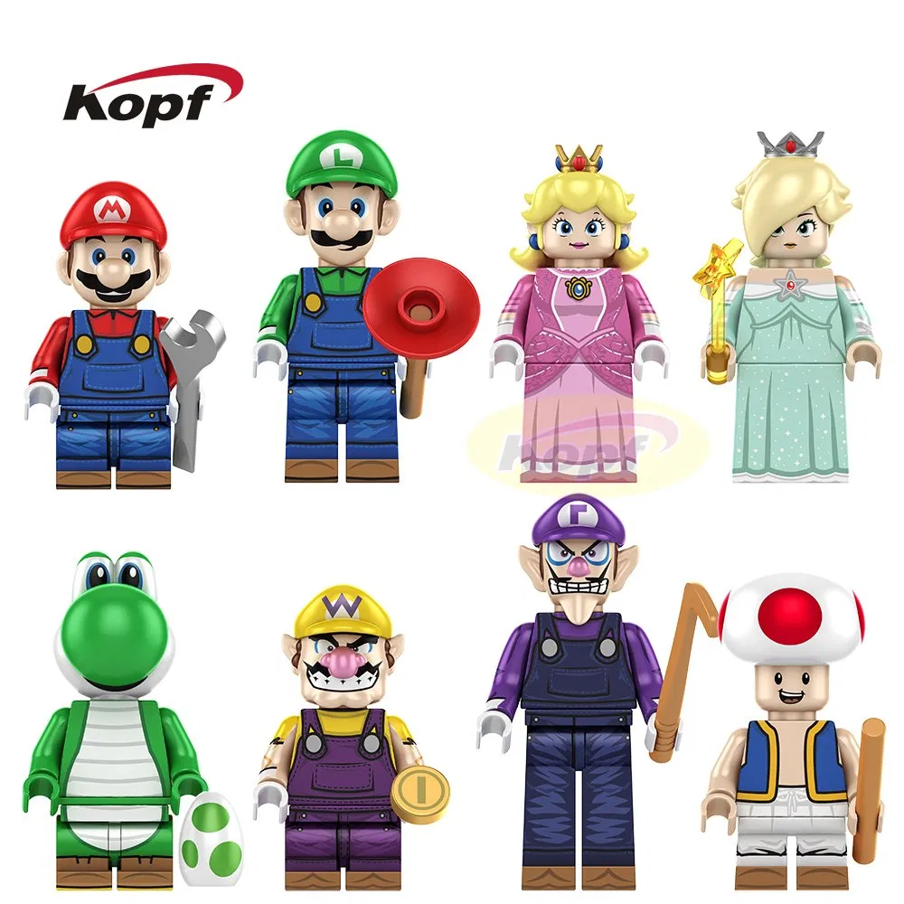 Figuras de Mario Yoshi Minifiguras de dibujos animados juguete educativo de bloques de construcción mini figura de plástico (TP1059)