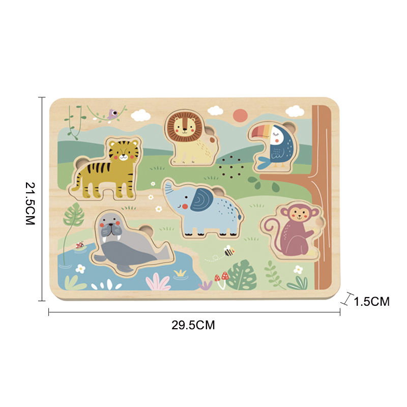 Rompecabezas Educativo Juguete de Madera Tarjeta de Sonido Cartón Animales del Zoológico 3D Juego de Rompecabezas en Bloque