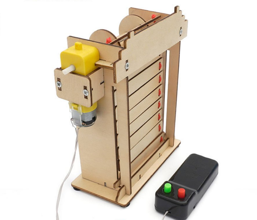 Kit de puerta enrollable eléctrica para niños; juguetes educativos de madera para el aprendizaje creativo de tecnología y programación científica