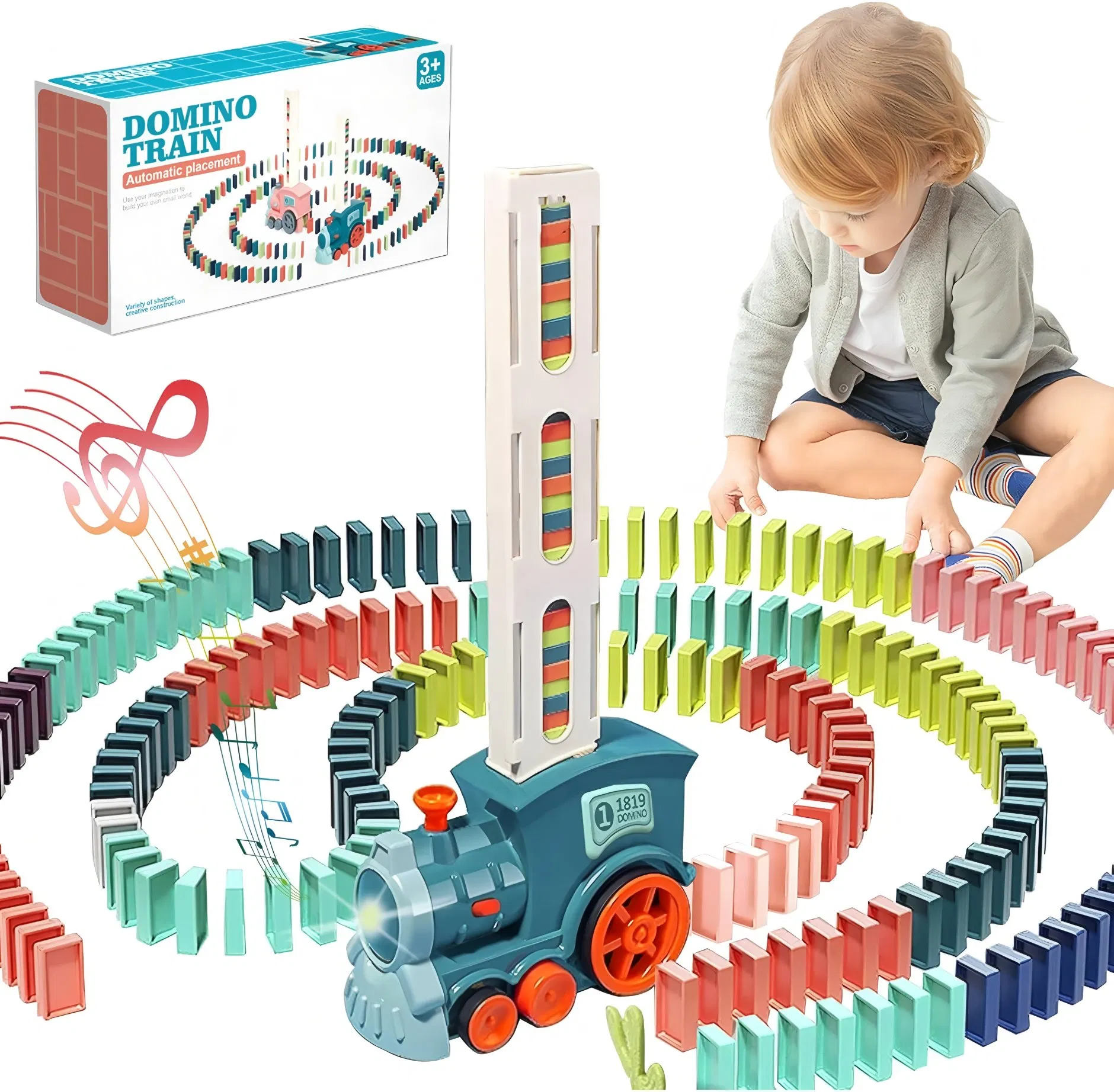 Conjunto de Juguetes de Dominó al por Mayor para Niños, Juguetes Automáticos de Bloques de Dominó para Construcción y Apilamiento, Juegos Creativos para Niños, Juguetes de Educación Temprana para Niños