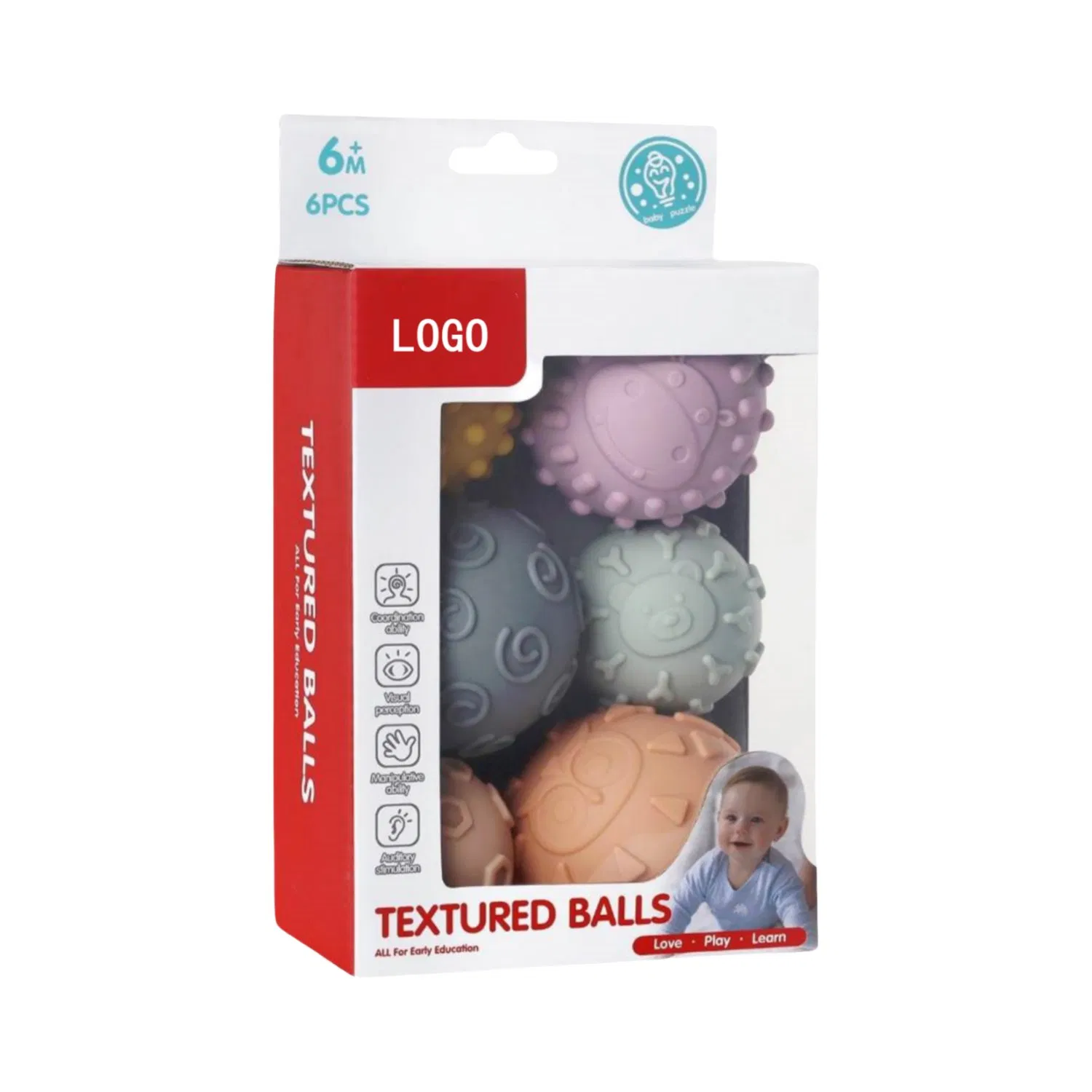 Venta al por mayor de Niños 6 PCS Pelotas Sensory Interactivas Suaves para Actividades Educativas Tempranas Juguete para Bebés