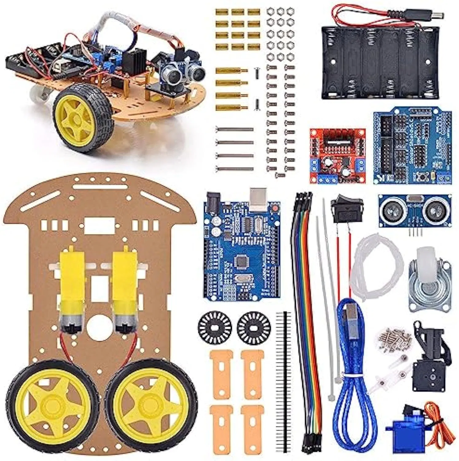 2WD Kit de chasis de robot coche con seguimiento inteligente para evitar obstáculos; S Stem juguetes educativos creativos de programación científica para niños, robot inteligente para Arduino
