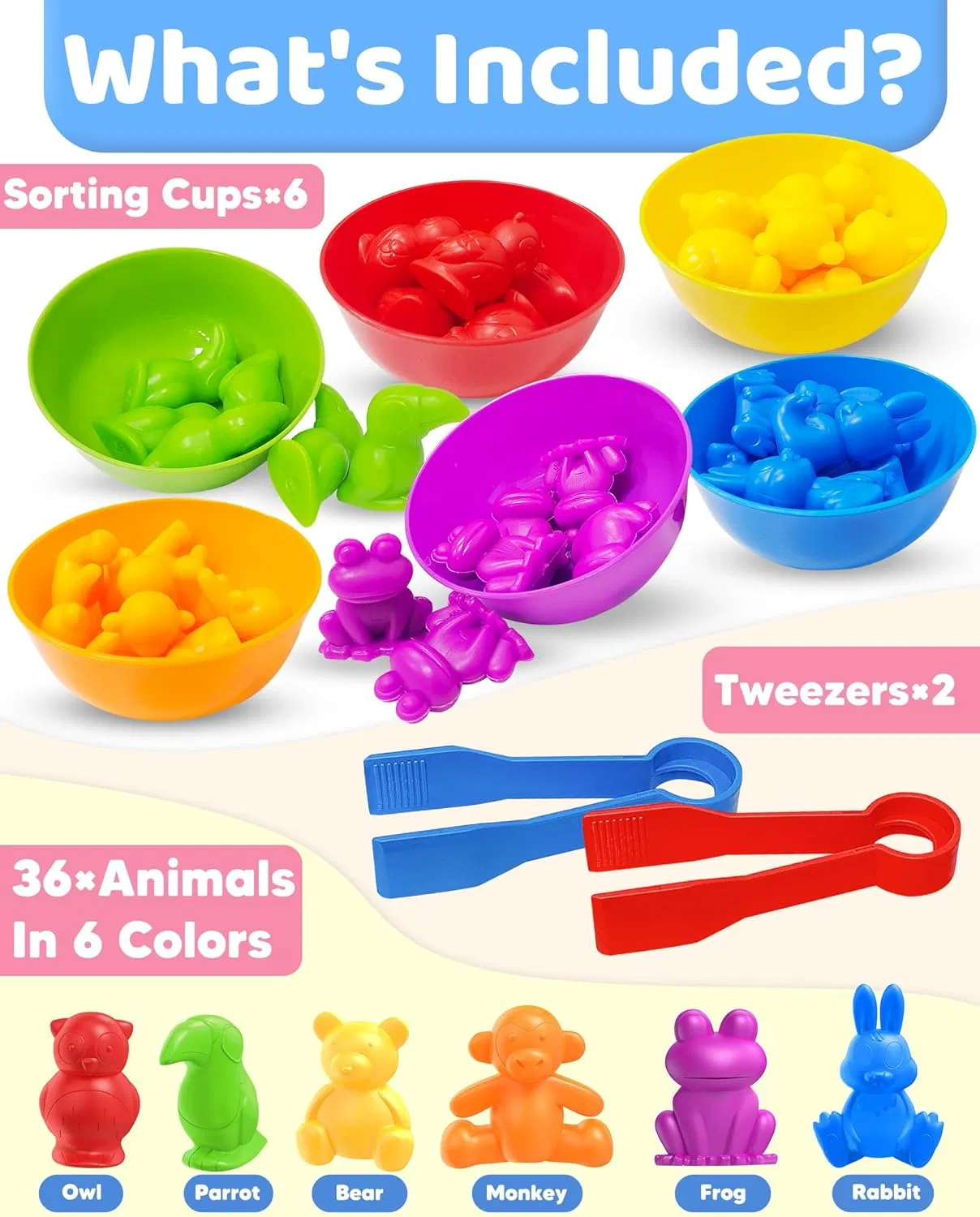 Contando Juguetes de Animales para Niños Actividades de Aprendizaje en Preescolar Sensory Educativas
