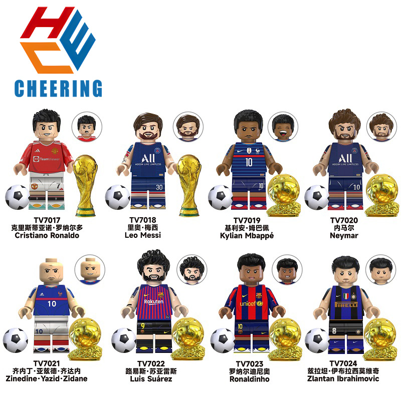 Juguete educativo de rompecabezas de jugador de fútbol Neymar figura de bloques de construcción mini de plástico (TV6503)