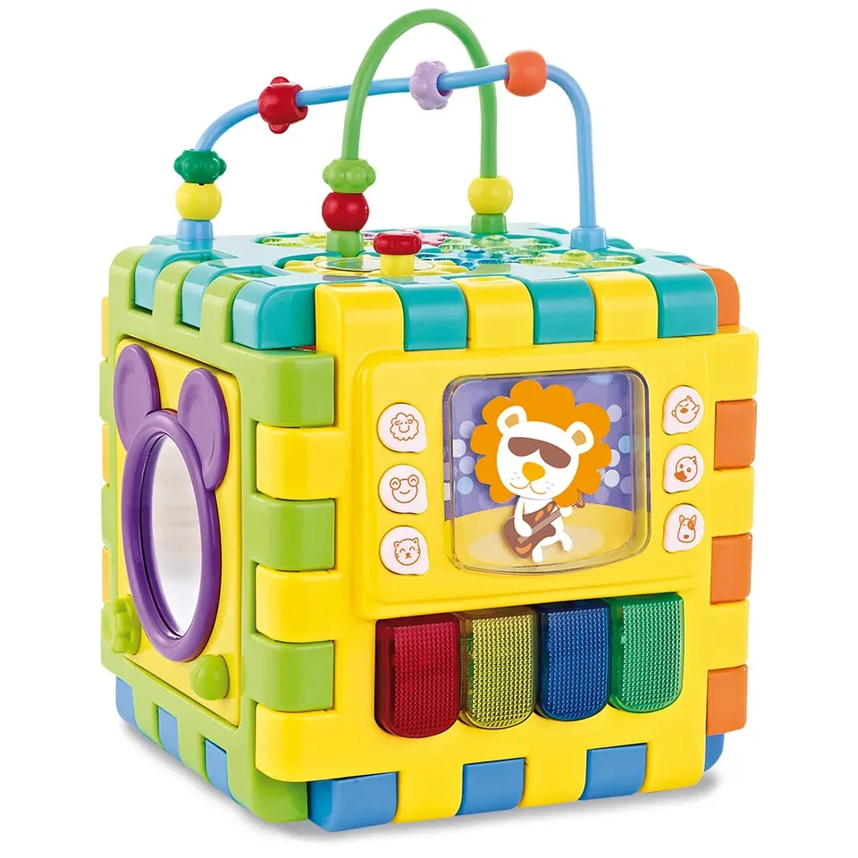6 Juguetes Educativos Multifuncionales Coloridos Musicales Cubo de Actividades para Niños Bebés con Juego de Engranajes
