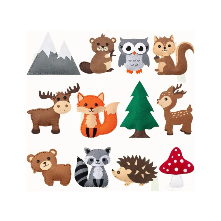 Kit de costura para niños de felpa de animales del bosque, juguete de manualidades DIY, educativo para niños, kits de arte y manualidades para principiantes