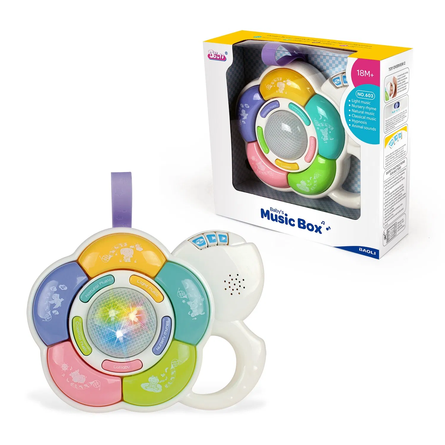 Juguete sensorial musical Baoli para bebés con luces intermitentes, aprendizaje temprano