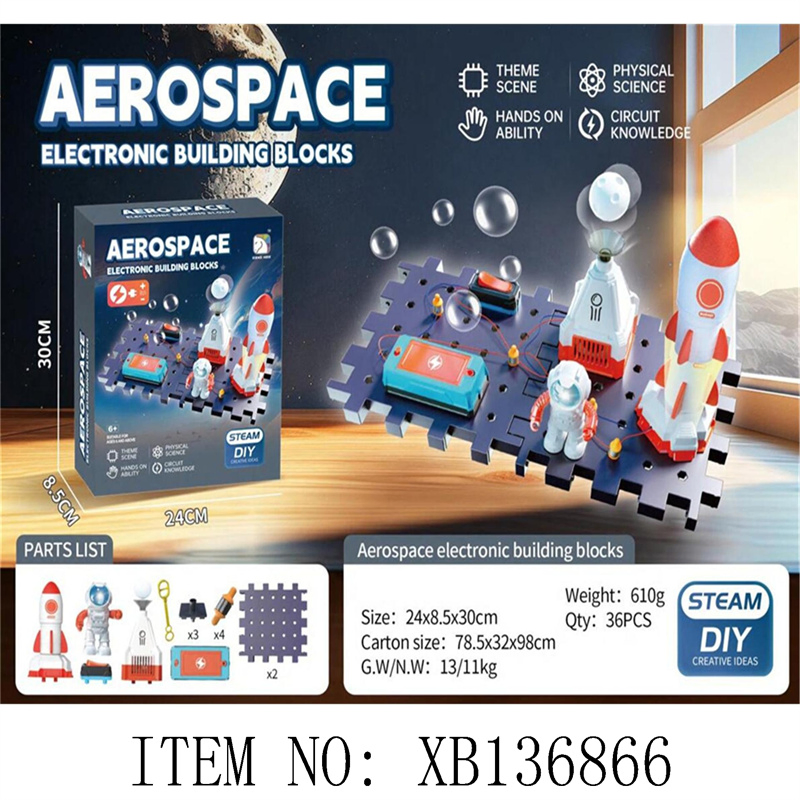 Kit de exploración de circuitos de cohete espacial Xinbo, juguete educativo STEM electrónico