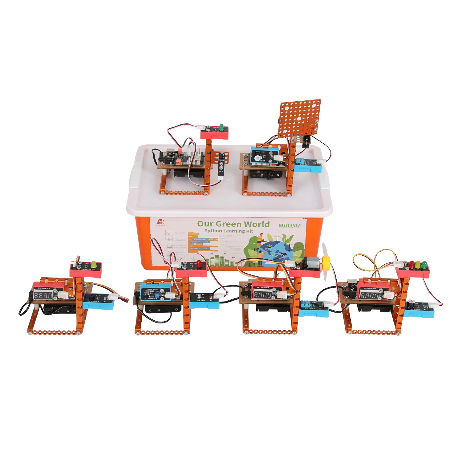 Kit de módulos de sensores electrónicos inteligentes para la educación de niños en programación STEM con bloques de construcción y placa base de Arduino