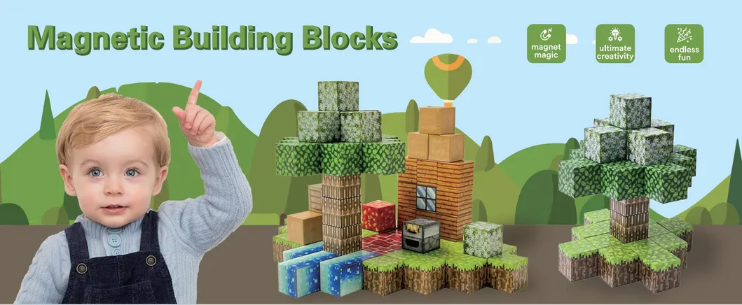 Cubos Magnéticos de Textura Pixel para Construcción Educativa STEM para Niños