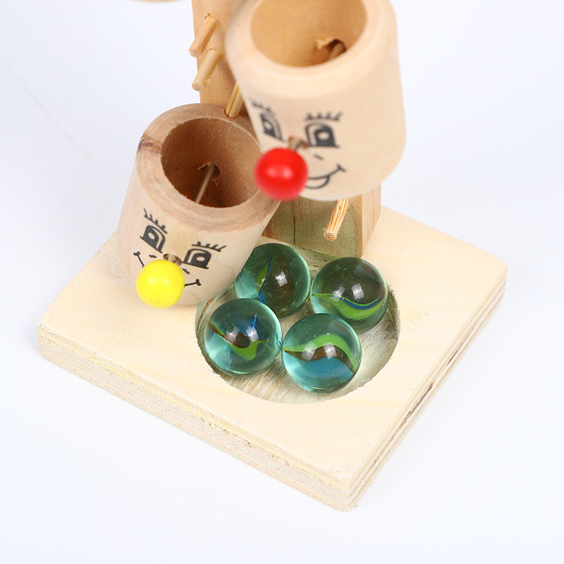 Juguetes interactivos de madera para bebés; juguetes educativos para niños, mesa invertida de mármol de payaso