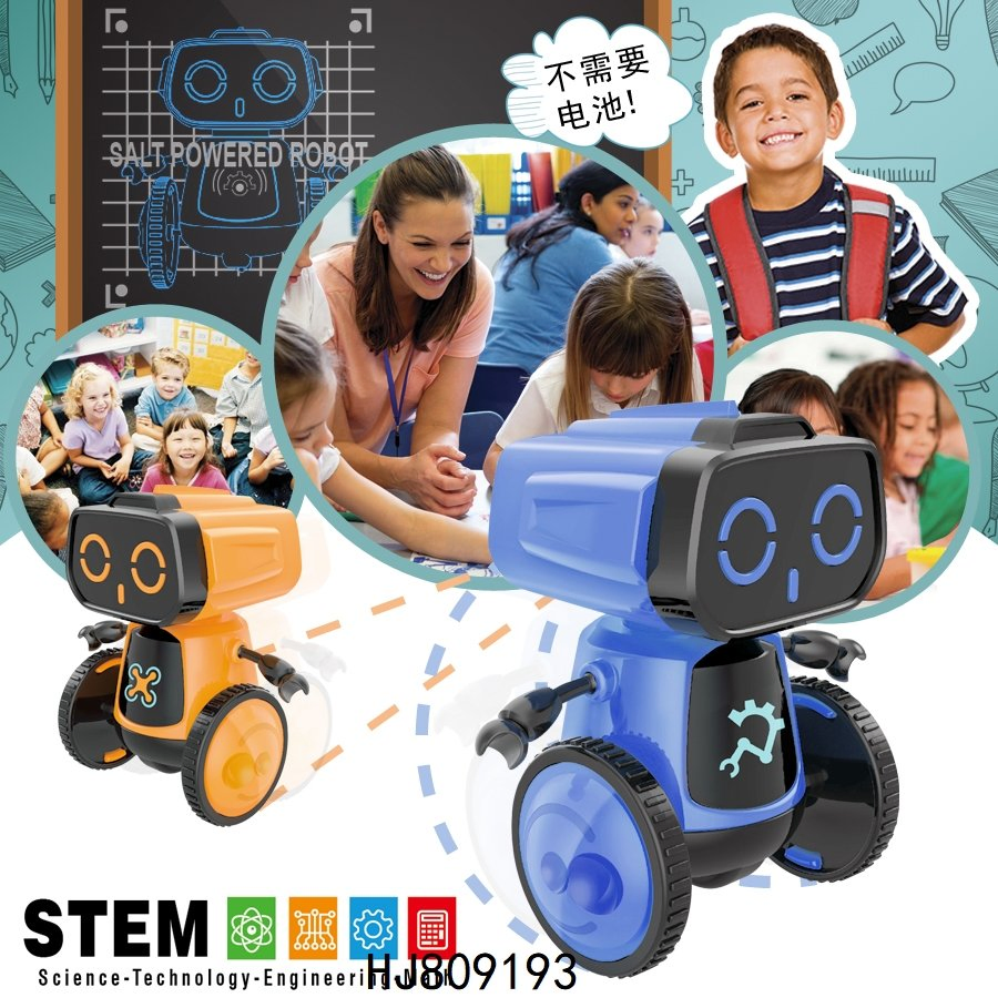 Kit de robot de bricolaje coche robotizado alimentado por agua salada juguete educativo creativo de ciencia e ingeniería interactivo para niños