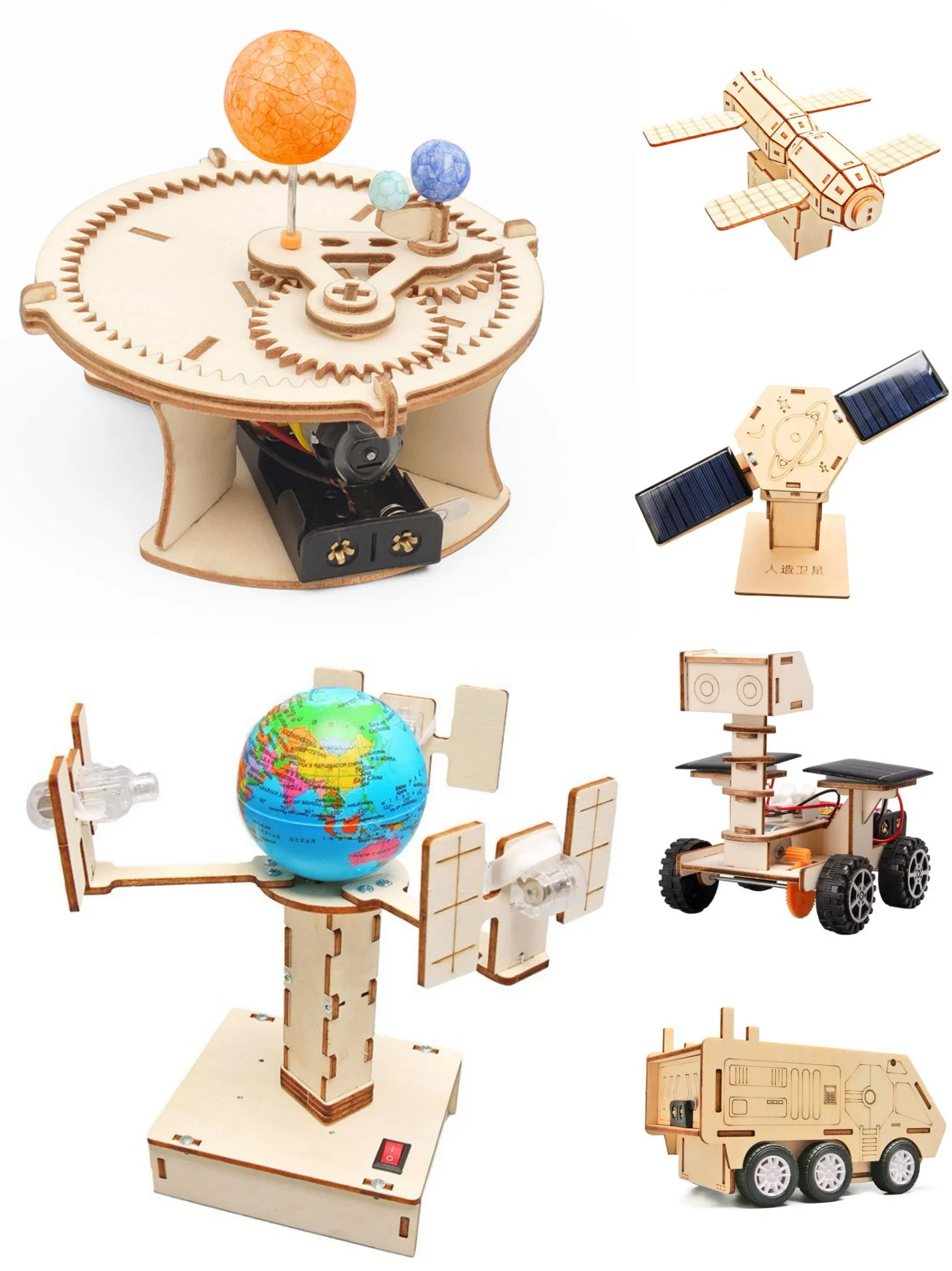Kit de Exploración Espacial para Niños Set de Stem 3D Construcción Stem Juguete Educativo de Ciencia Creativa de Programación de Madera
