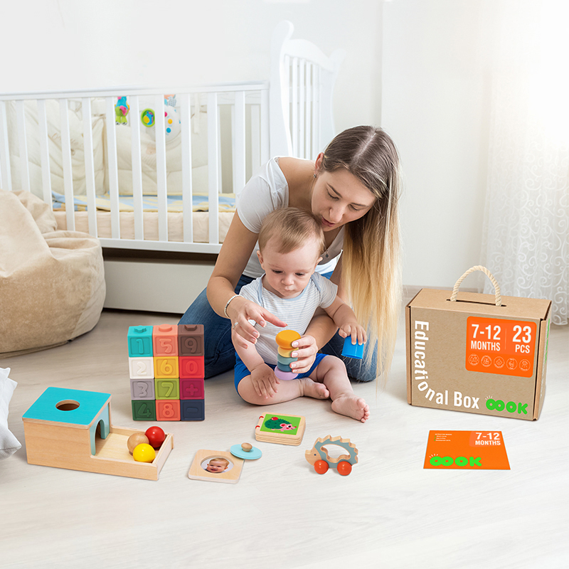 Caja Educativa Temprana Juguete de Madera Montessori para Niños Pequeños 7-12 Meses