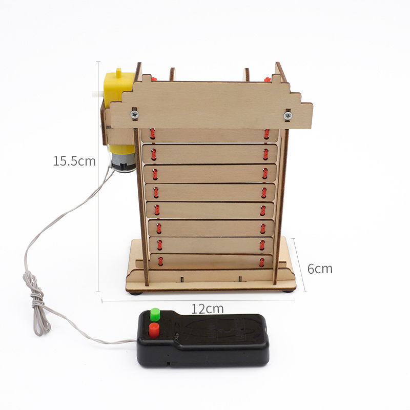 Kit de puerta enrollable eléctrica para niños; juguetes educativos de madera para el aprendizaje creativo de tecnología y programación científica
