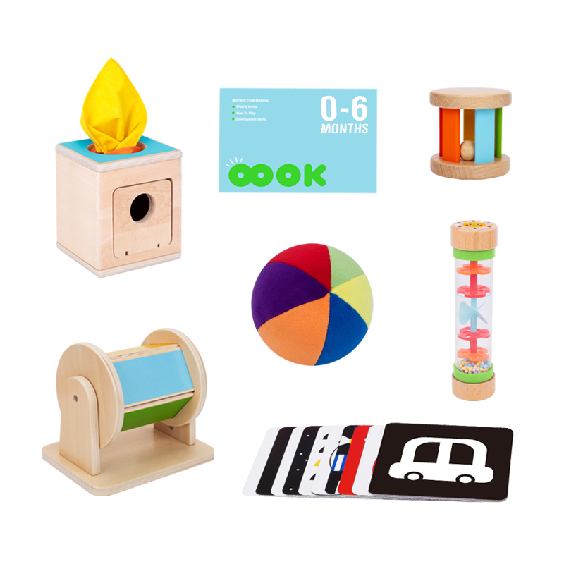 Caja de Juguetes Educativos de Madera Montessori para Bebé 0-6 Meses