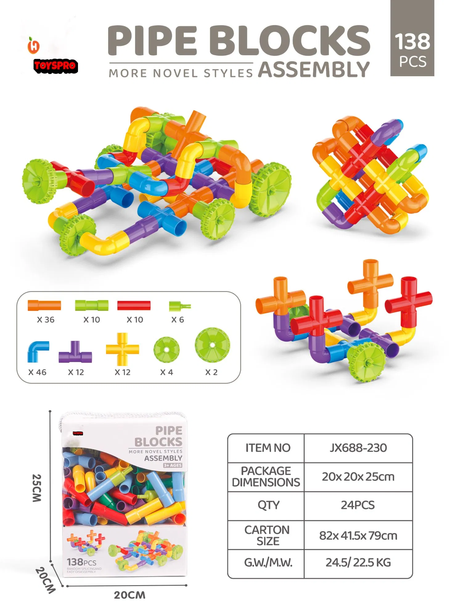 138 Juguetes Educativos PCS Kit de Construcción de Bloques Creativos Tubos de Cerraduras Conjuntos de Edificios para Aprendizaje en Preescolar