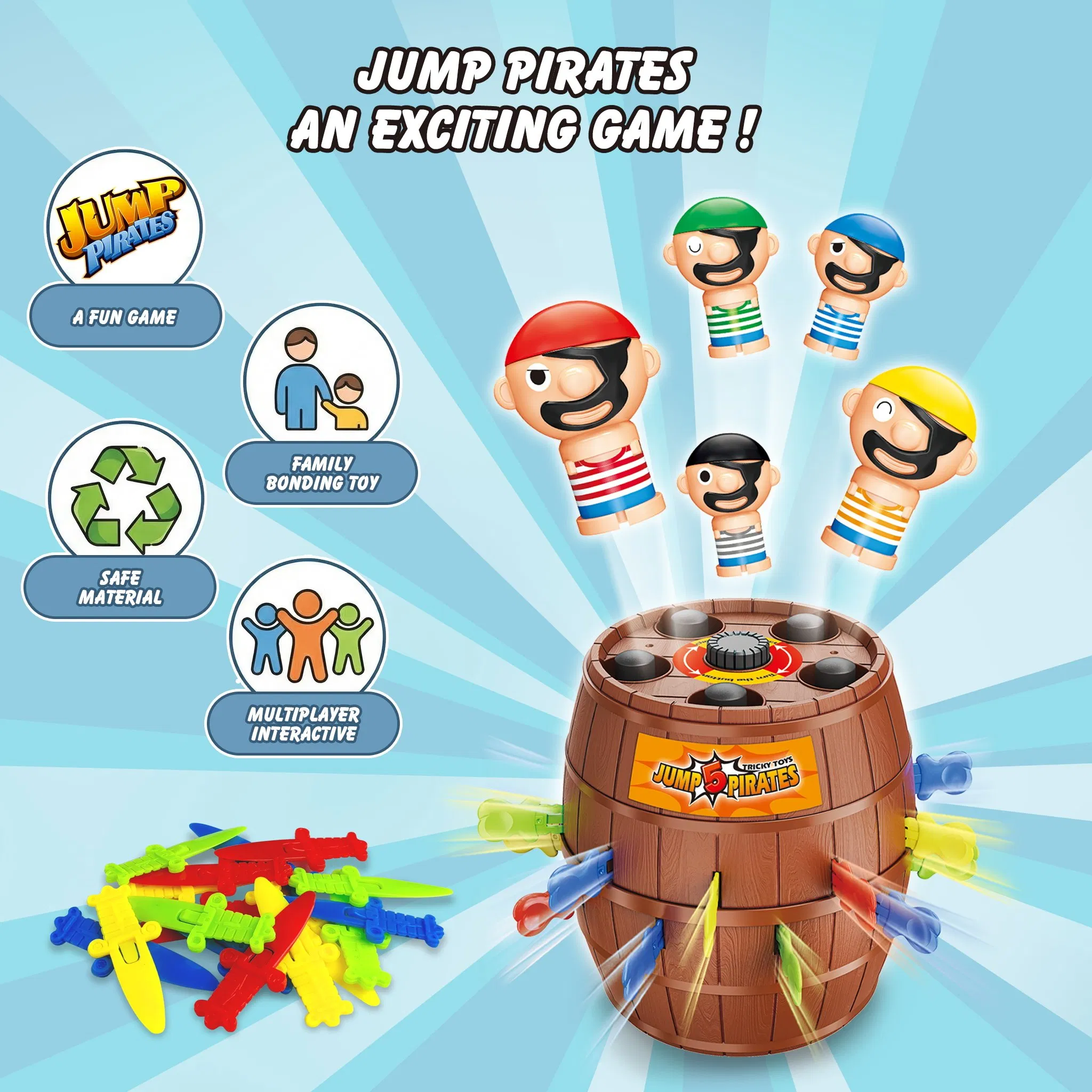 En71 Juego de mesa educativo de rompecabezas de eyectores de espada de pirata conforme, juguete para niños multijugador