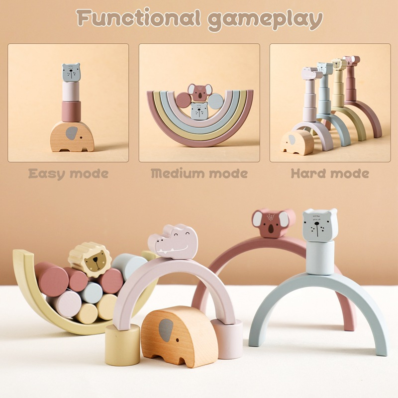 Juguetes de educación temprana para niños, juguetes de equilibrio de elefante de madera, juguetes para el desarrollo intelectual del bebé, juguetes para habilidades prácticas