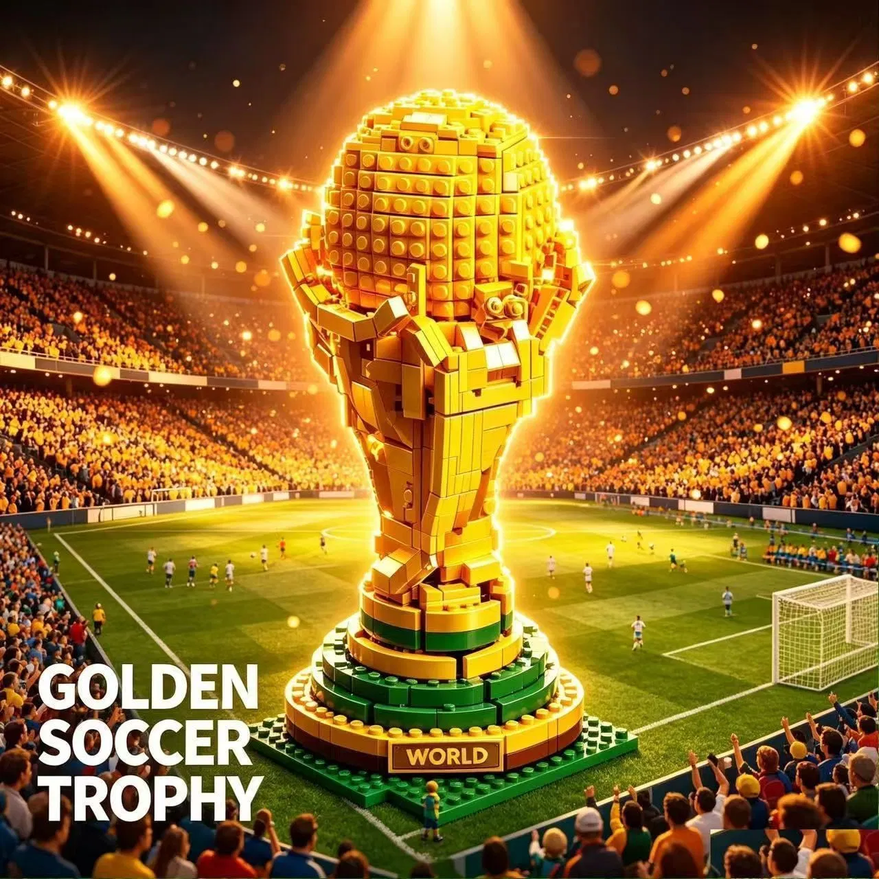 Juguete de modelo de bloque de construcción de trofeo de fútbol de la serie creativa, regalo favorito de los niños
