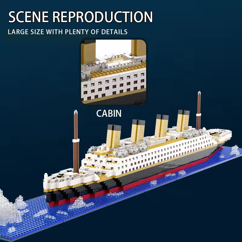 Juguete de barco Titanic de ensamblaje creativo clásico, bloques de construcción del modelo Titanic