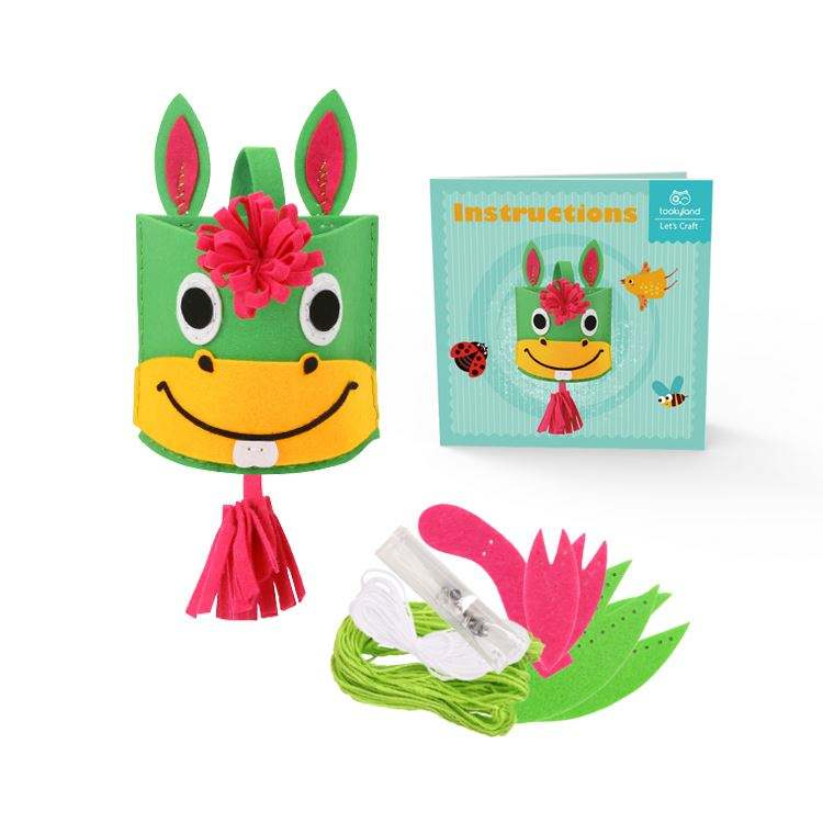 Kit de soporte para bolígrafos de animal de dibujos animados, el caballo, juguetes para niños, material de tela, manualidades hechas a mano, arte tejido