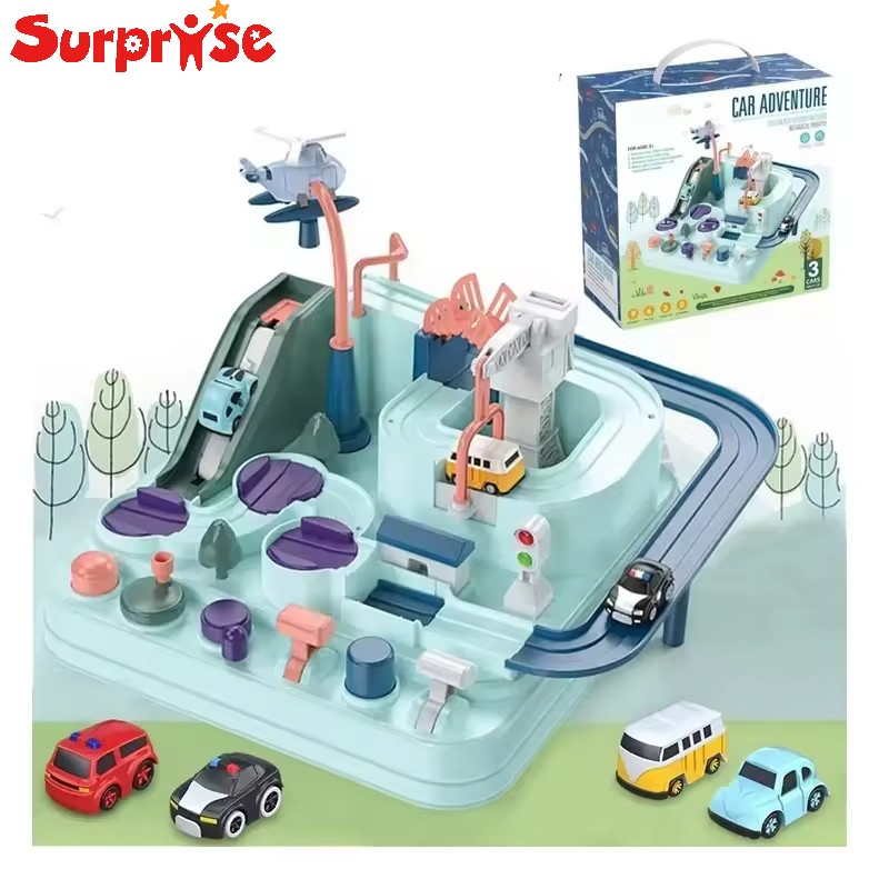 Conjunto de juguete de pista de carreras educativa interactiva con coches en miniatura