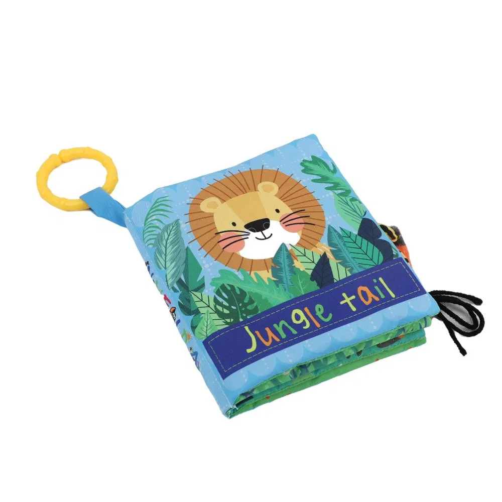 Libros de tela para bebés 8PCS Juguetes educativos de aprendizaje temprano con colas de animales, libros de desarrollo de tela suaves