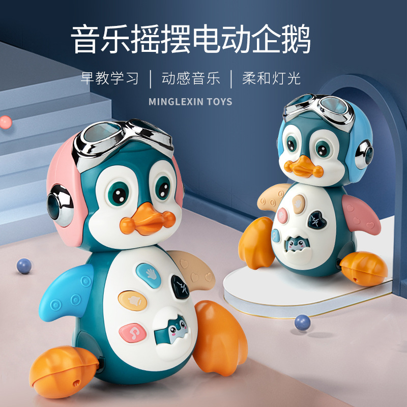 Música Rockera Eléctrica Pingüino Bebé Aprendizaje Temprano Iluminación Caminando Animal Juguetes para Mascotas