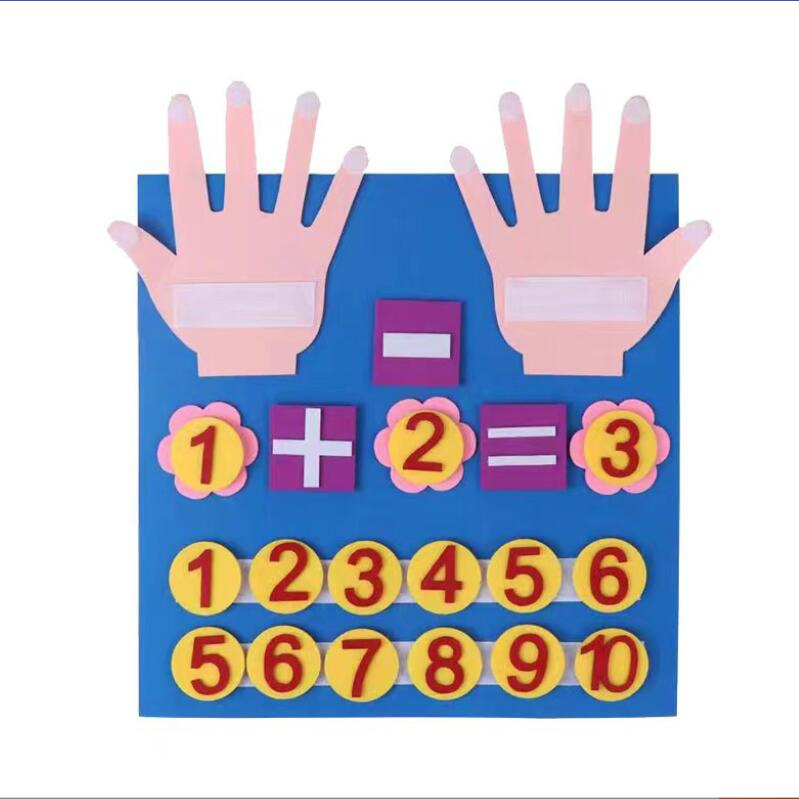 Juguetes educativos de fieltro para contar números con los dedos, aprendizaje de matemáticas para bebés y niños