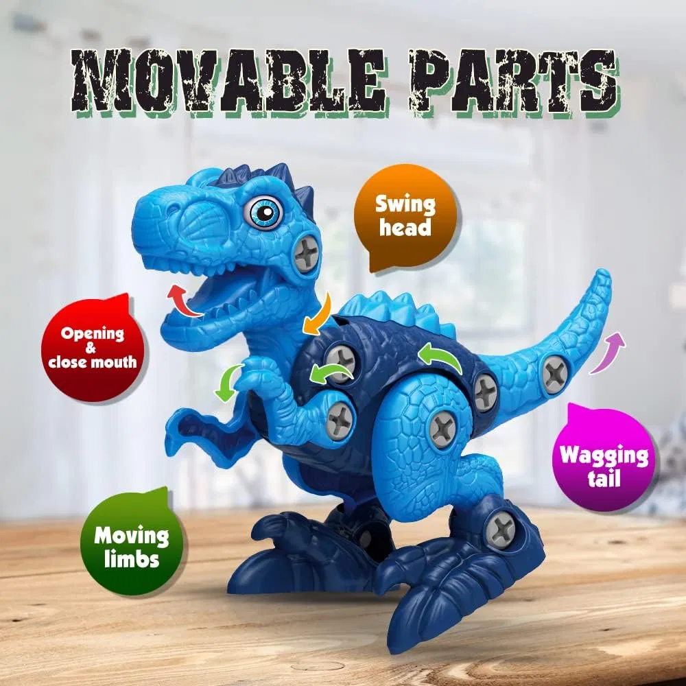 Juguetes de dinosaurios para niños de 3, 4, 5, 6, 7 años, juguetes desmontables con taladro eléctrico para niños, juguete educativo de construcción STEM, ideal para cumpleaños y Navidad