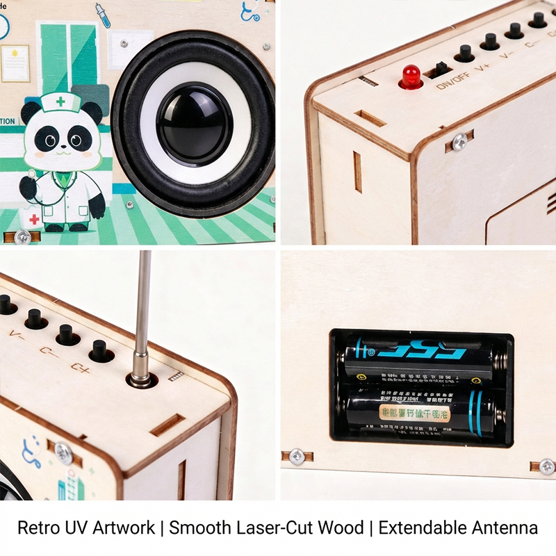 Kit de receptor de radio STEM de bricolaje, juguete educativo de madera para niños y niñas