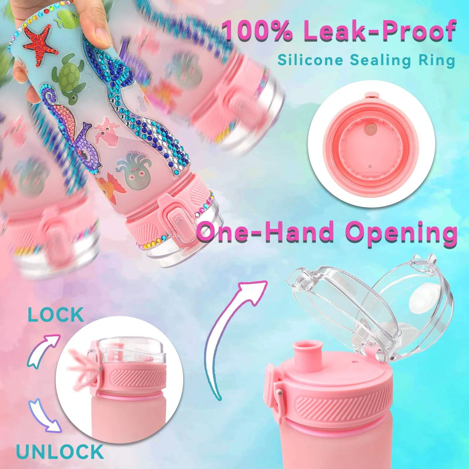 Kits de Decoración de Botellas de Agua para Pintar Sirenas con Gemas, Manualidades Divertidas y Regalos de Artes y Manualidades para Niñas en Cumpleaños