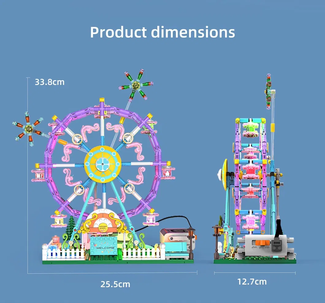Nuevos Juguetes de Parque de Rueda de la Fortuna Eléctrica Iluminación Programación Modelo Educativo de Bloques de Construcción Divertidos