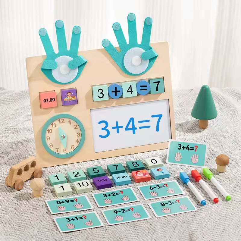 Juguetes Montessori seguros, reloj de madera educativo, conteo con los dedos, juguetes educativos, ayudas para la enseñanza de matemáticas, juguete de aprendizaje matemático