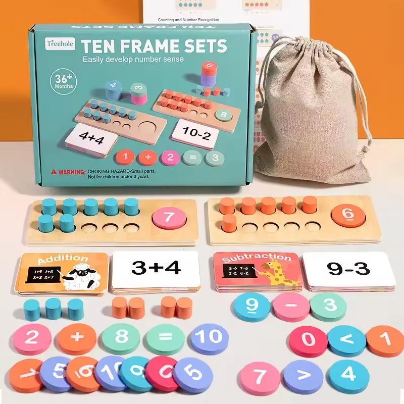 Bloques de Juegos de Conteo de Manipulativos de Madera 140PCS Juguetes Educativos de Matemáticas para el Aprendizaje de Jardín de Infancia Educación Temprana en Matemáticas